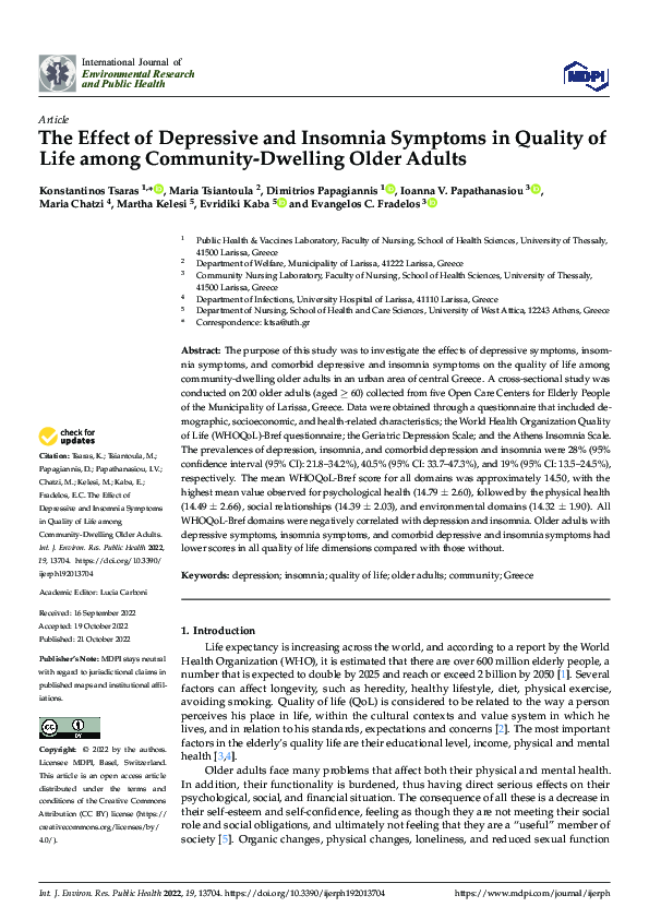 (PDF) The Effect of Depressive and Insomnia Symptoms in Quality of Life ...