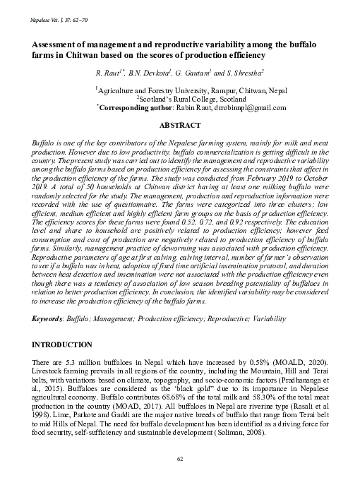 (PDF) Assessment of management and reproductive variability among the ...