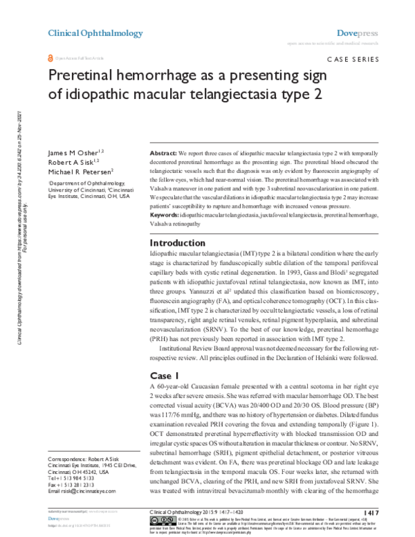 (PDF) Preretinal hemorrhage as a presenting sign of idiopathic macular ...
