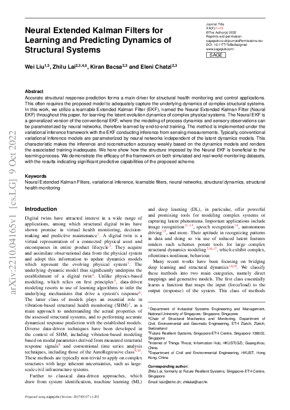 (PDF) Neural extended Kalman filters for learning and predicting ...