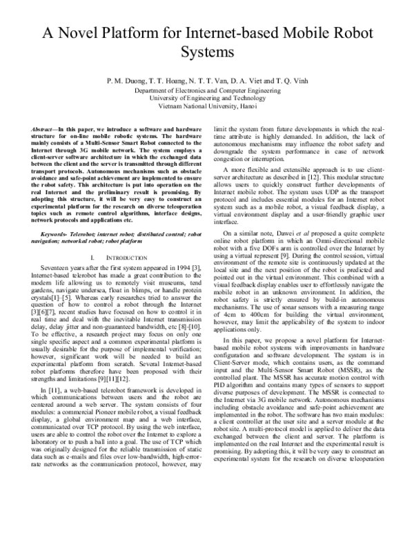 (PDF) A novel platform for internet-based mobile robot systems