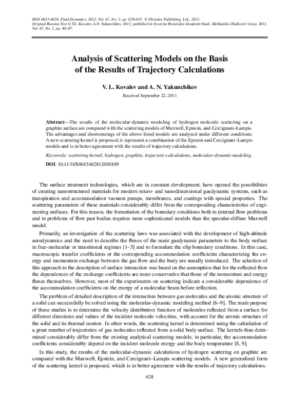 (PDF) Analysis of scattering models on the basis of the results of ...