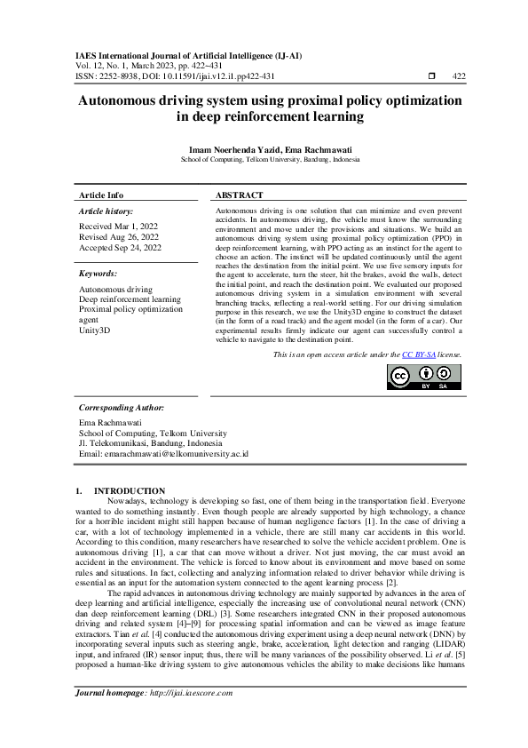 (PDF) Autonomous driving system using proximal policy optimization in ...