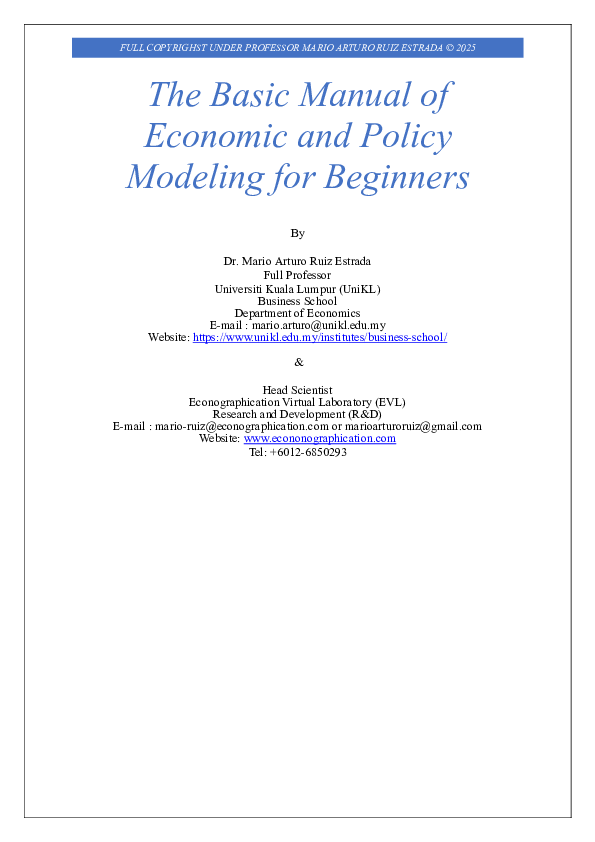(PDF) The Basic Manual of Economic and Policy Modeling for Beginners