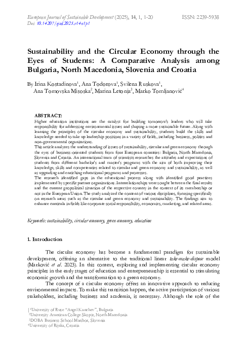 (PDF) Sustainability and the Circular Economy through the Eyes of ...