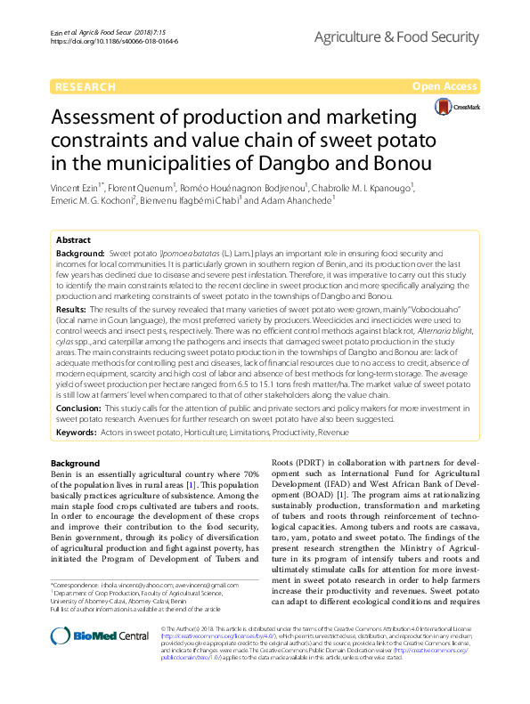 (PDF) Assessment of production and marketing constraints and value ...