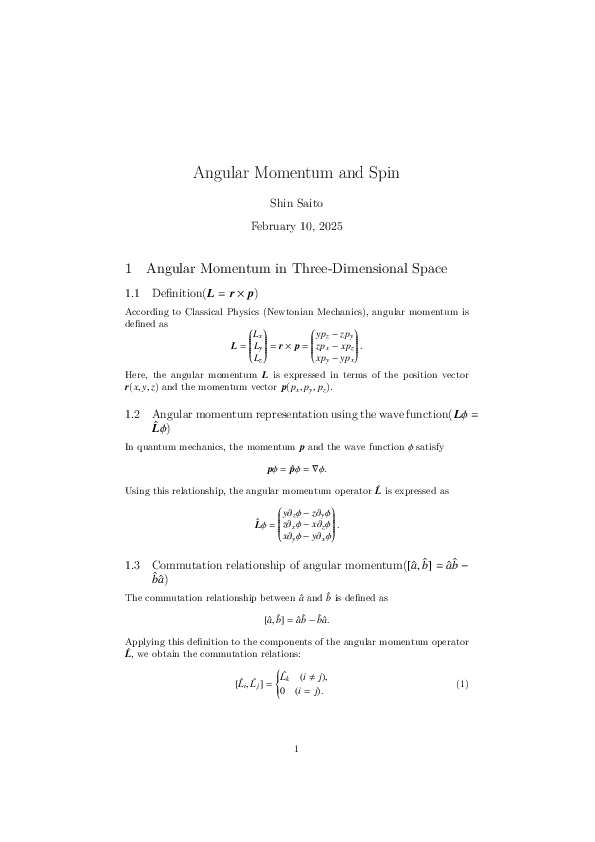 (PDF) Angular Momentum and Spin