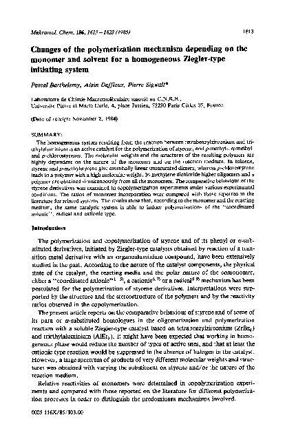 (PDF) Changes of the polymerization mechanism depending on the monomer ...