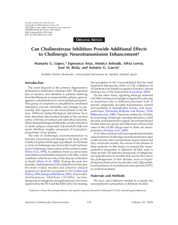 (PDF) Can Cholinesterase Inhibitors Provide Additional Effects to ...