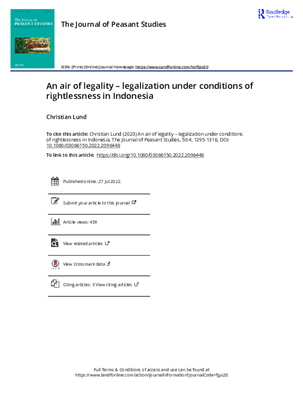 (PDF) The Journal of Peasant Studies