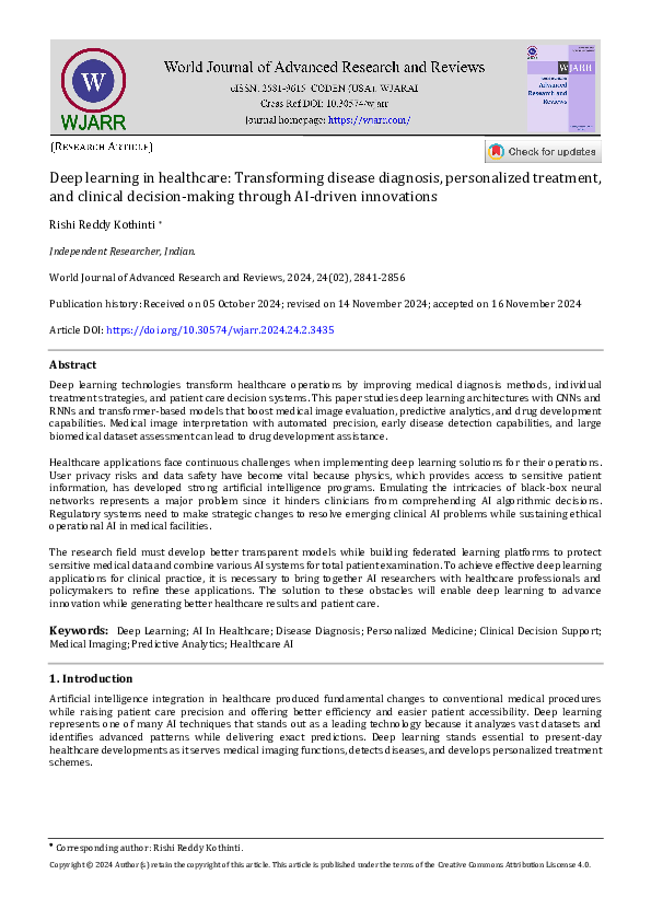 (PDF) Deep learning in healthcare: Transforming disease diagnosis ...
