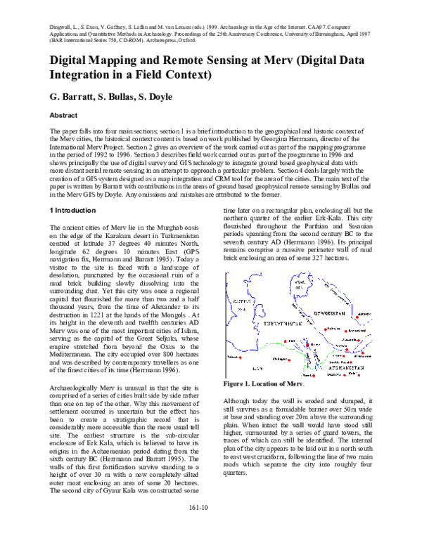 (PDF) Digital Mapping and remote Sensing at Merv (Digital Data ...