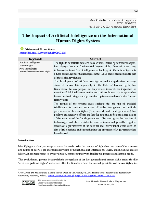 (PDF) Tthe Impact of Artificial Intelligence on the International Human ...