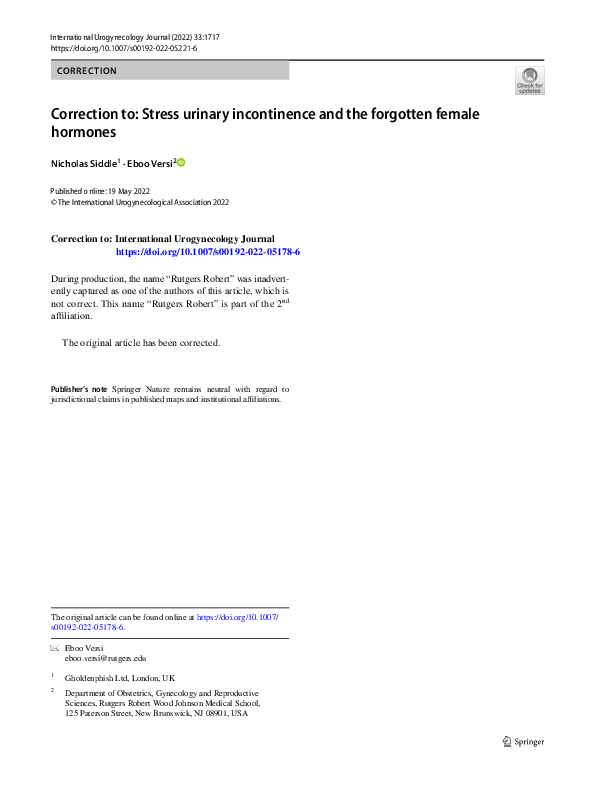 (PDF) Correction to: Stress urinary incontinence and the forgotten ...
