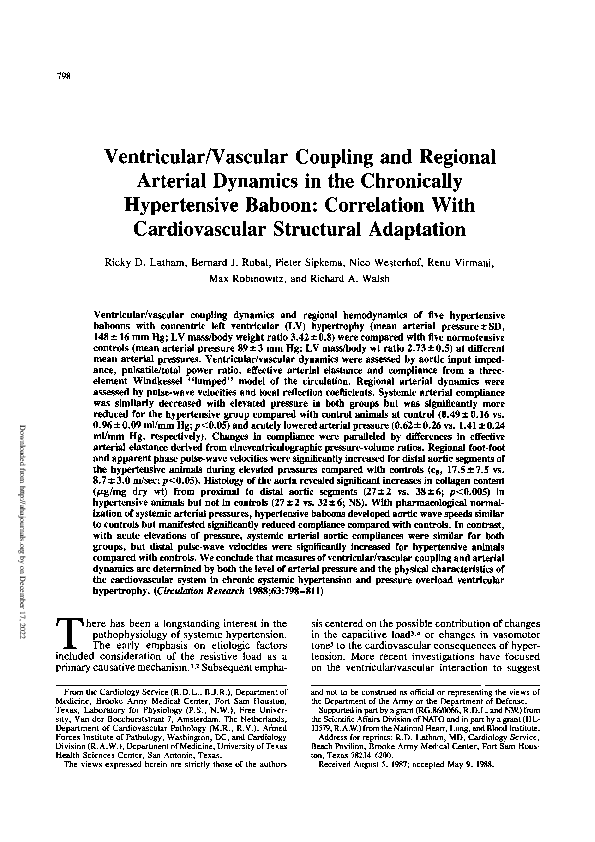 (PDF) Ventricular/vascular coupling and regional arterial dynamics in ...