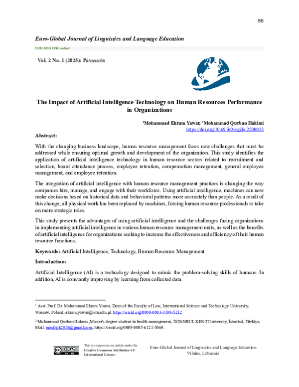 (PDF) The Impact of Artificial Intelligence Technology on Human ...
