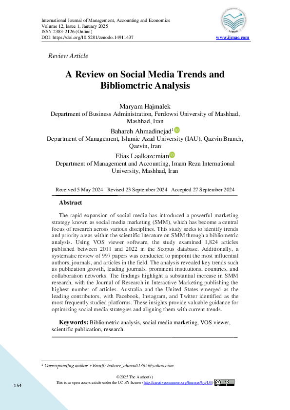 (PDF) A Review on Social Media Trends and Bibliometric Analysis