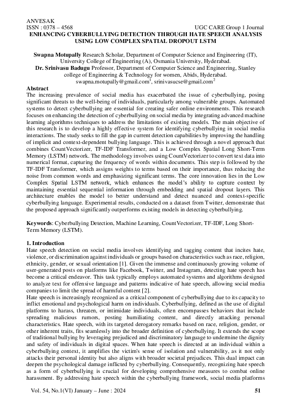 (PDF) ENHANCING CYBERBULLYING DETECTION THROUGH HATE SPEECH ANALYSIS ...