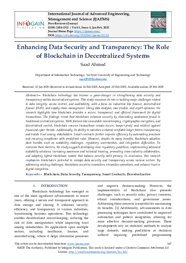 (PDF) Enhancing Data Security and Transparency: The Role of Blockchain ...