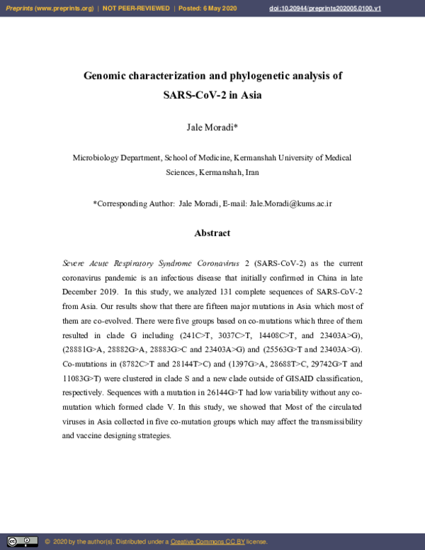 (PDF) Genomic Characterization and Phylogenetic Analysis of SARS-CoV-2 ...
