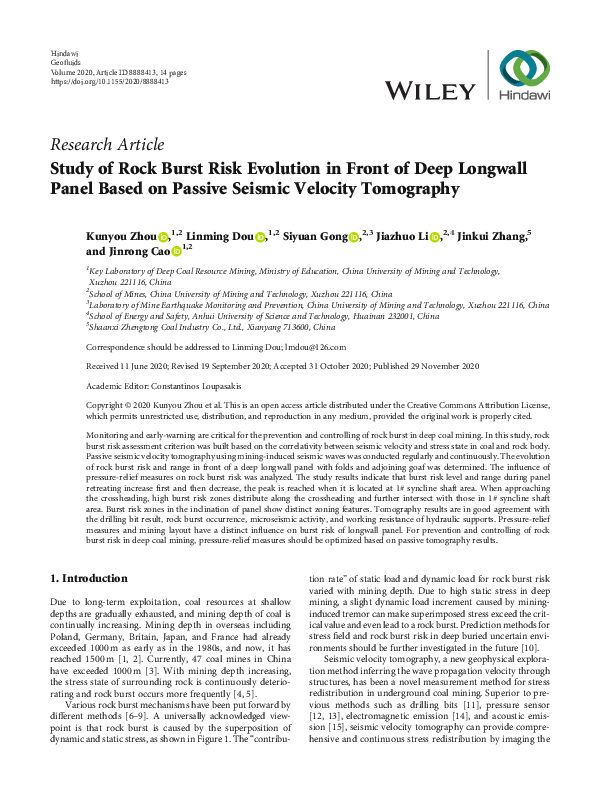 (PDF) Study of Rock Burst Risk Evolution in Front of Deep Longwall ...