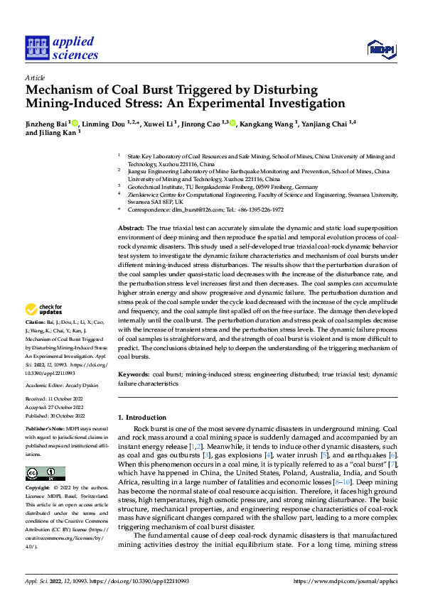 (PDF) Mechanism of Coal Burst Triggered by Disturbing Mining-Induced ...