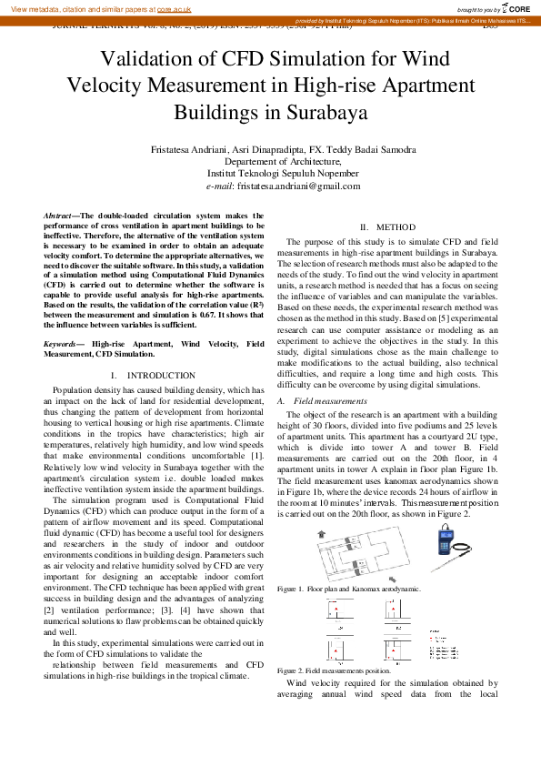 (PDF) Validation of CFD Simulation for Wind Velocity Measurement in ...