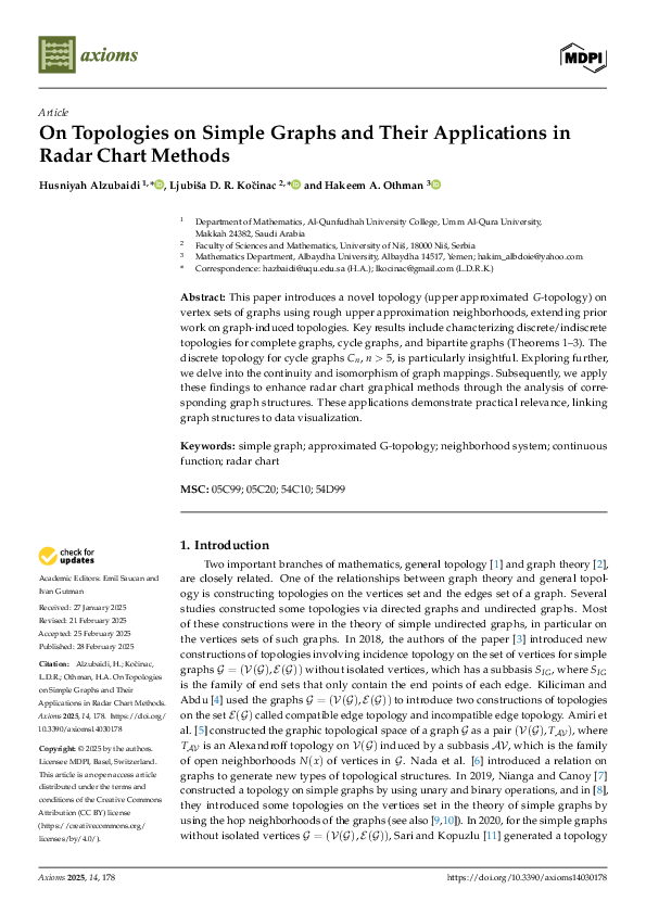 (PDF) On Topologies on Simple Graphs and Their Applications in Radar ...