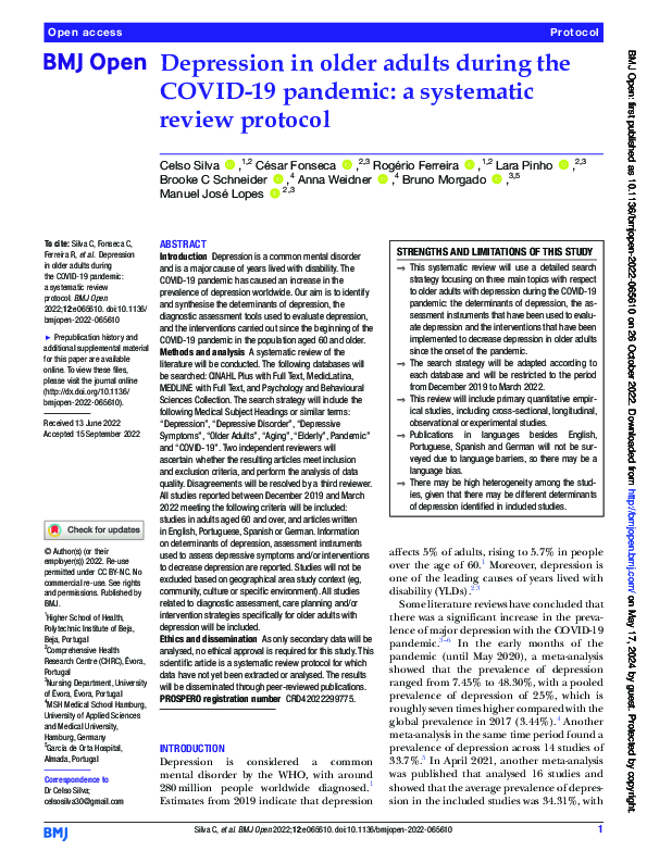 (PDF) Depression in older adults during the COVID-19 pandemic: a ...