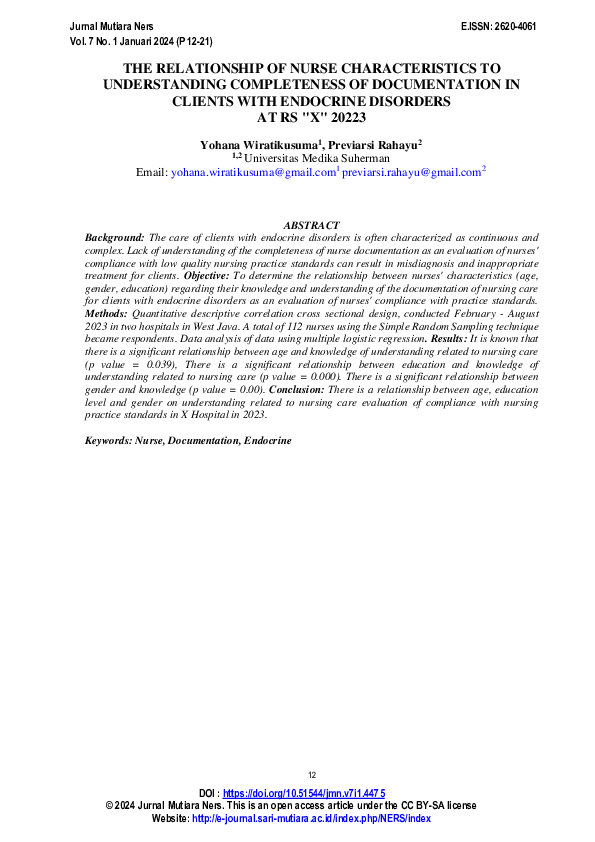The Relationship of Nurse Characteristics to Understanding Completeness ...