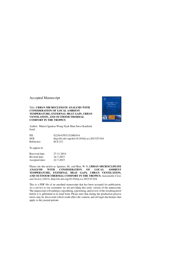 (PDF) Urban microclimate analysis with consideration of local ambient ...