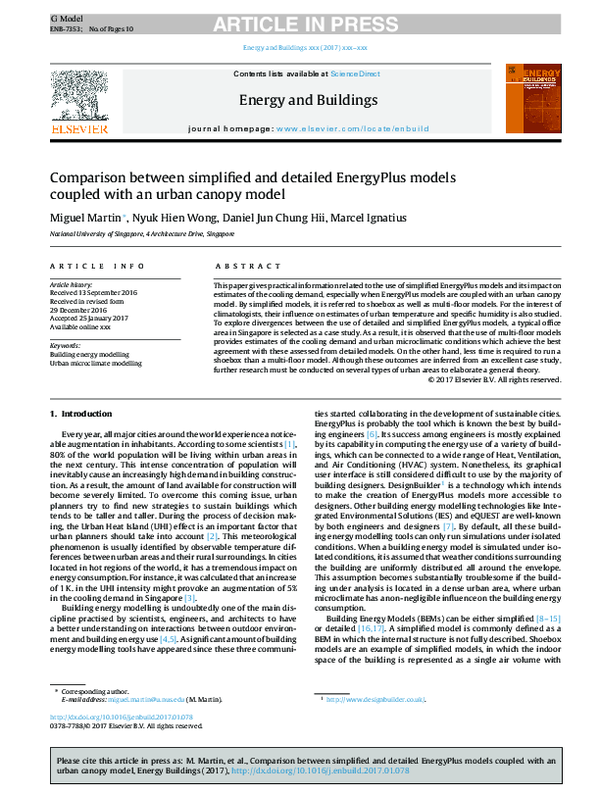 (PDF) Comparison between simplified and detailed EnergyPlus models ...