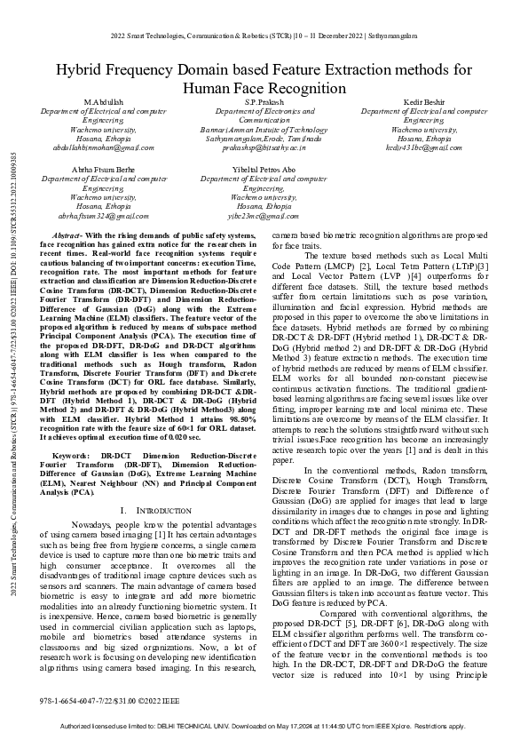 (PDF) Hybrid Frequency Domain based Feature Extraction methods for ...