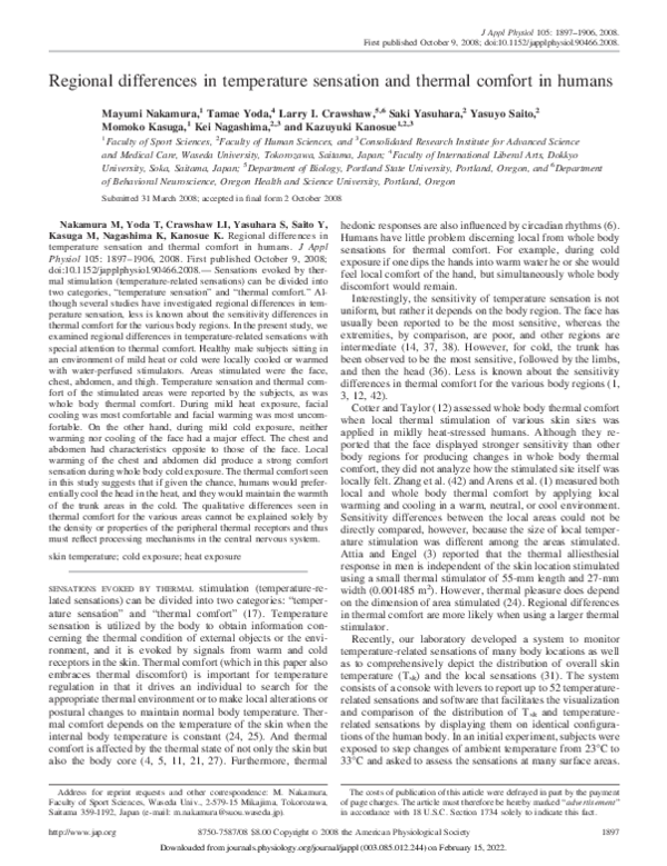 (PDF) Regional differences in temperature sensation and thermal comfort ...