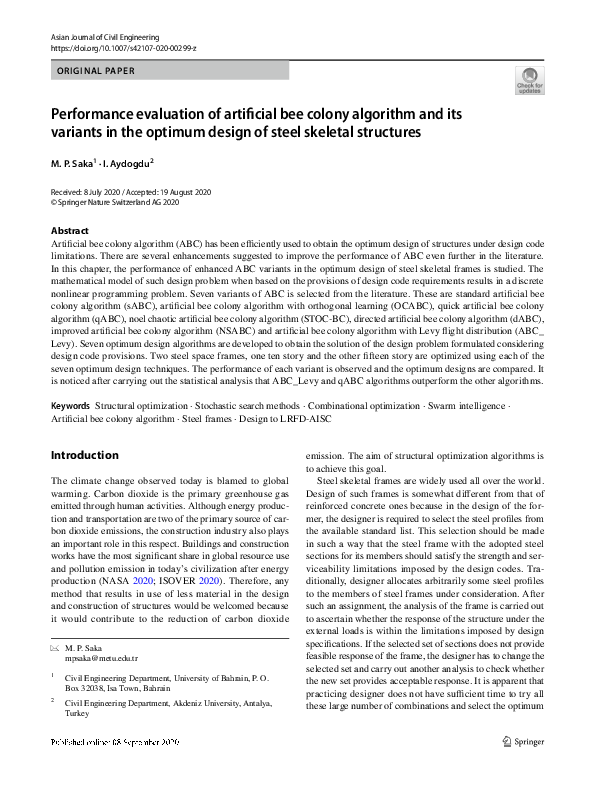 (PDF) Performance evaluation of artificial bee colony algorithm and its ...
