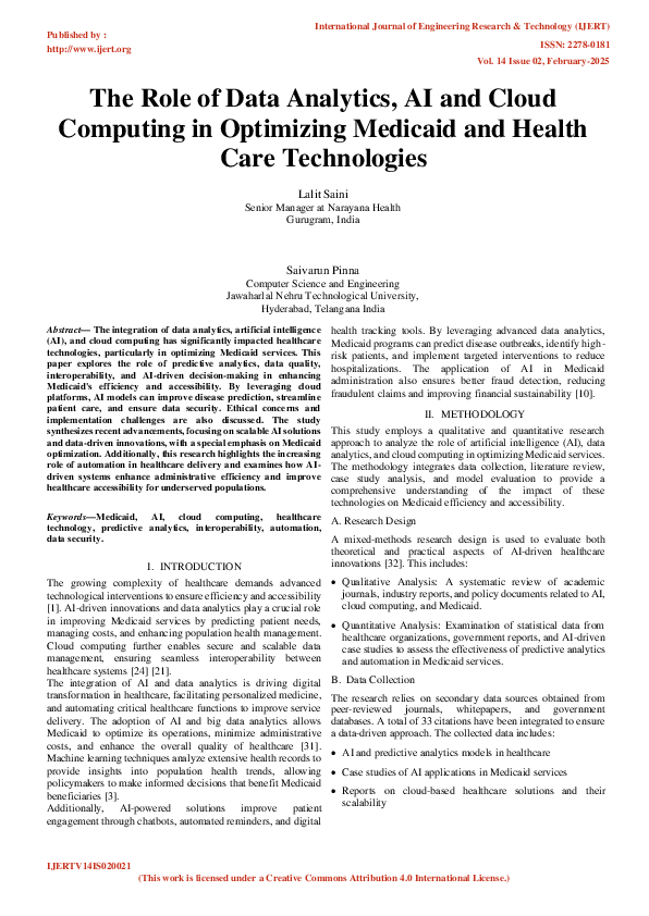 (PDF) The Role of Data Analytics, AI and Cloud Computing in Optimizing ...