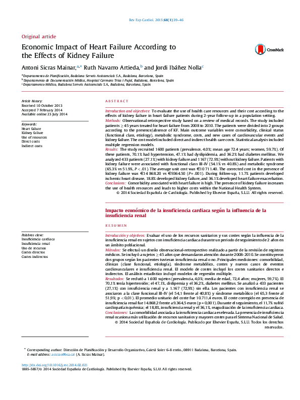(PDF) Economic Impact of Heart Failure According to the Effects of ...