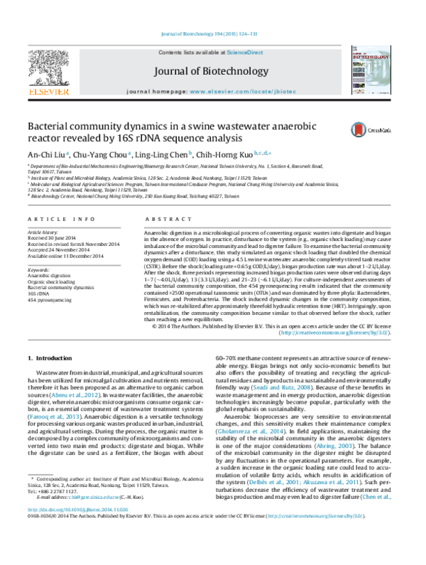 (PDF) Bacterial community dynamics in a swine wastewater anaerobic ...