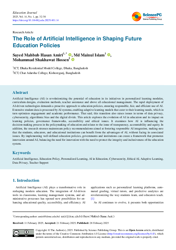 (PDF) The Role of Artificial Intelligence in Shaping Future Education ...