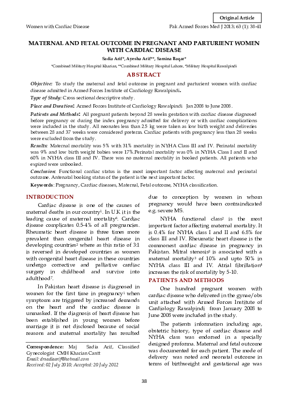 (PDF) Maternal and Fetal Outcome in Pregnant and Parturient Women with ...