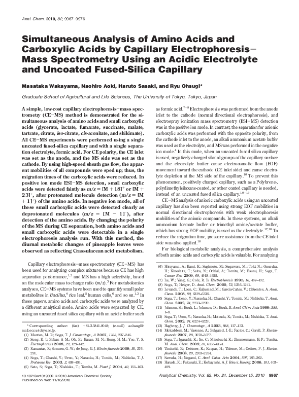 (PDF) Simultaneous Analysis of Amino Acids and Carboxylic Acids by ...