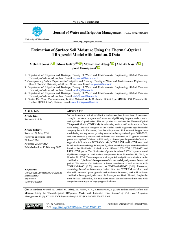 (PDF) Estimation of Surface Soil Moisture Using the Thermal-Optical ...