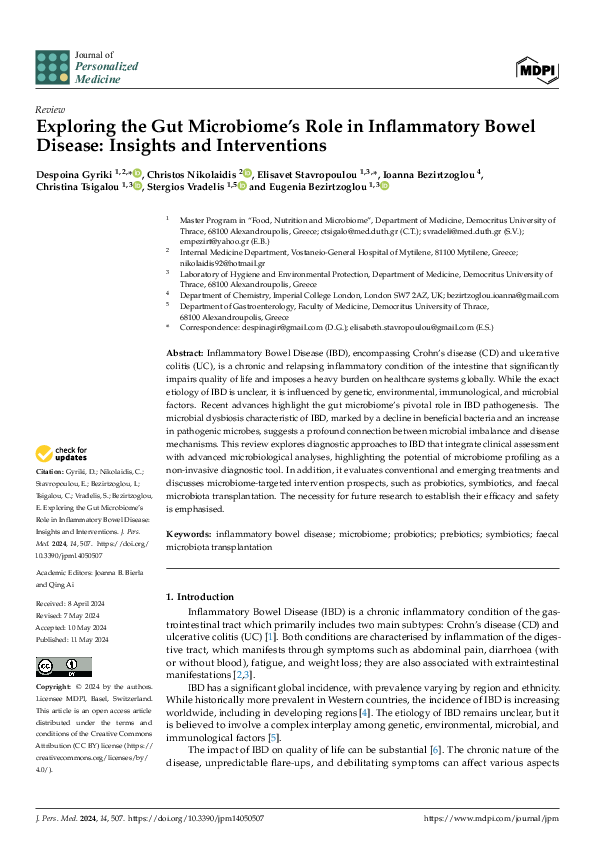 (PDF) Exploring the Gut Microbiome’s Role in Inflammatory Bowel Disease ...