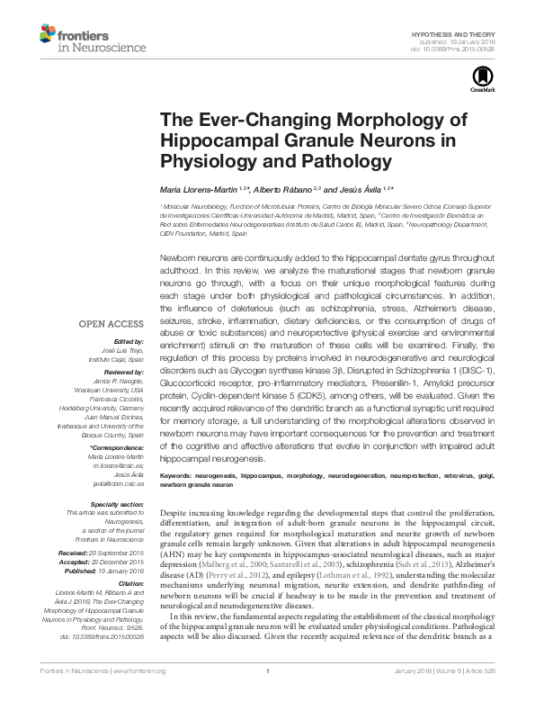(PDF) The Ever-Changing Morphology of Hippocampal Granule Neurons in ...
