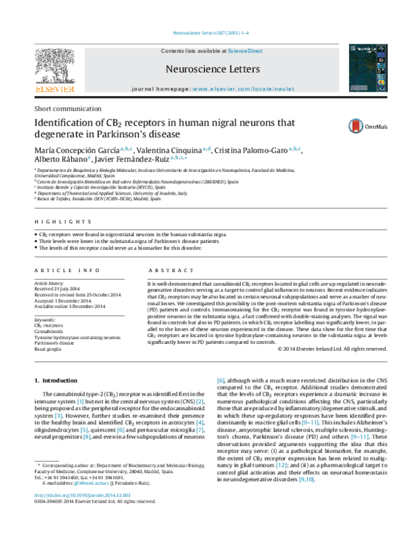 (PDF) Identification of CB2 receptors in human nigral neurons that ...