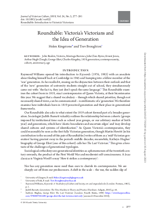 (PDF) Roundtable: Victoria’s Victorians and the Idea of Generation