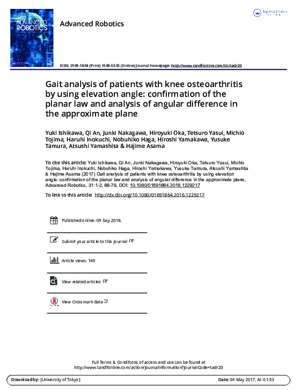 (PDF) Gait analysis of patients with knee osteoarthritis by using ...