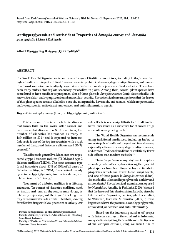 (PDF) Antihyperglycemic and Antioxidant Properties of Jatropha curcas ...