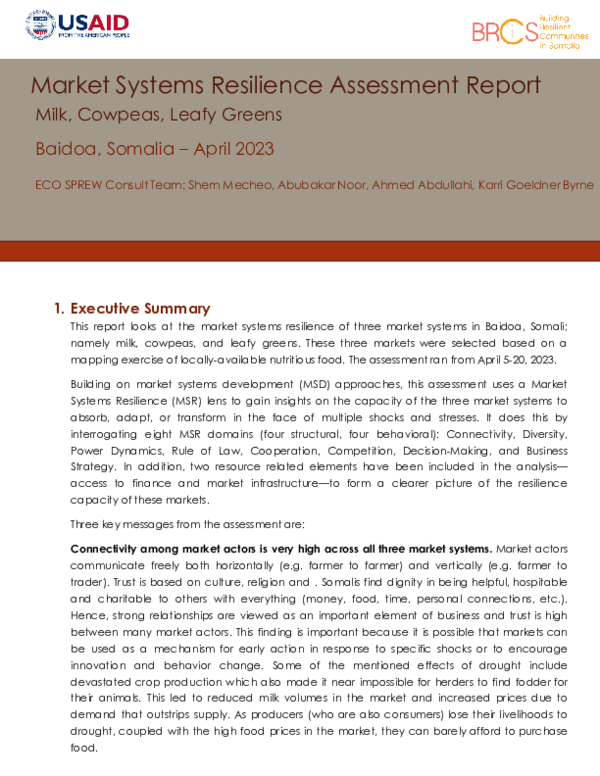 (PDF) Market Systems Resilience Assessment Report
