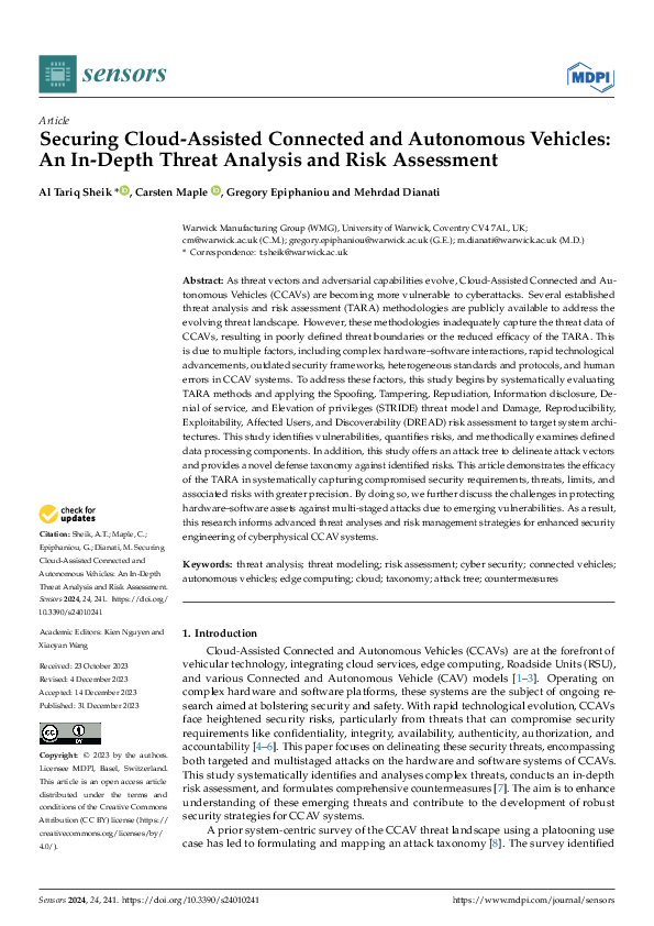 (PDF) Securing Cloud-Assisted Connected and Autonomous Vehicles: An In ...